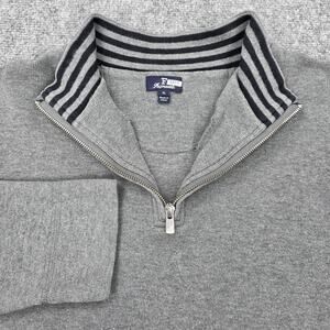 Faconnable Sweater Mens XL Gray 1/4 Zip Mock Neck Cotton Knit Pullover Casual